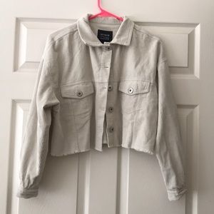 white ivory corduroy cropped jacket